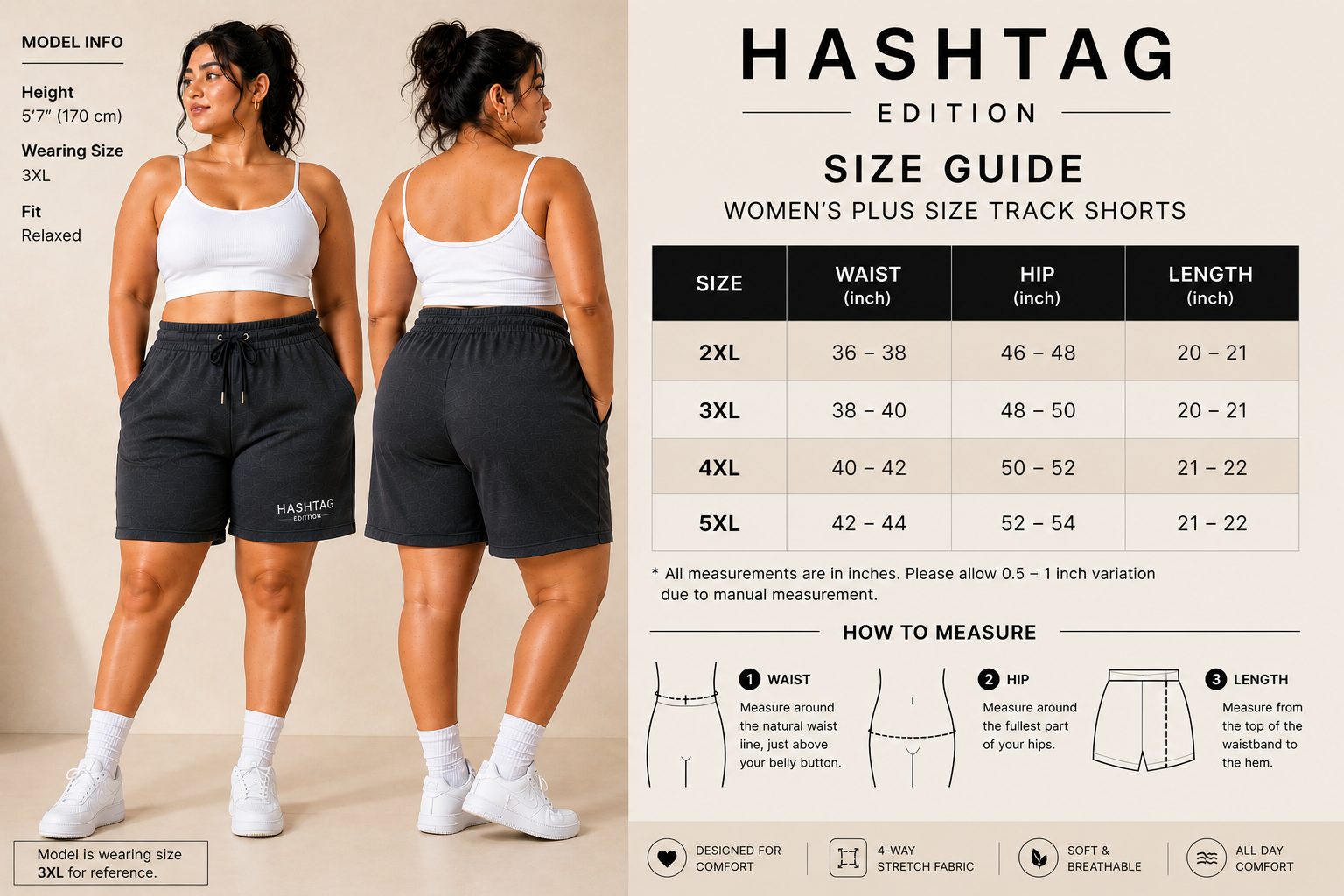 VE YRON Hashtag Edition™ Plus Women’s Shorts —Graphite Storm